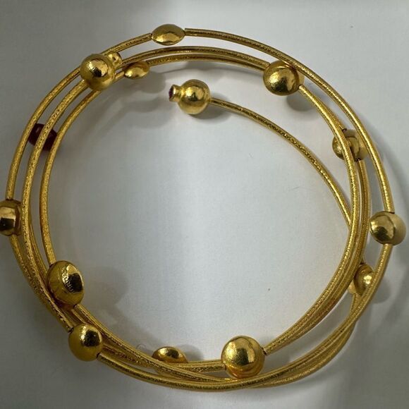 Gurhan 24k Gold Lentil Coin Bracelet Sith Faceted Rubies - Picture 3 of 9